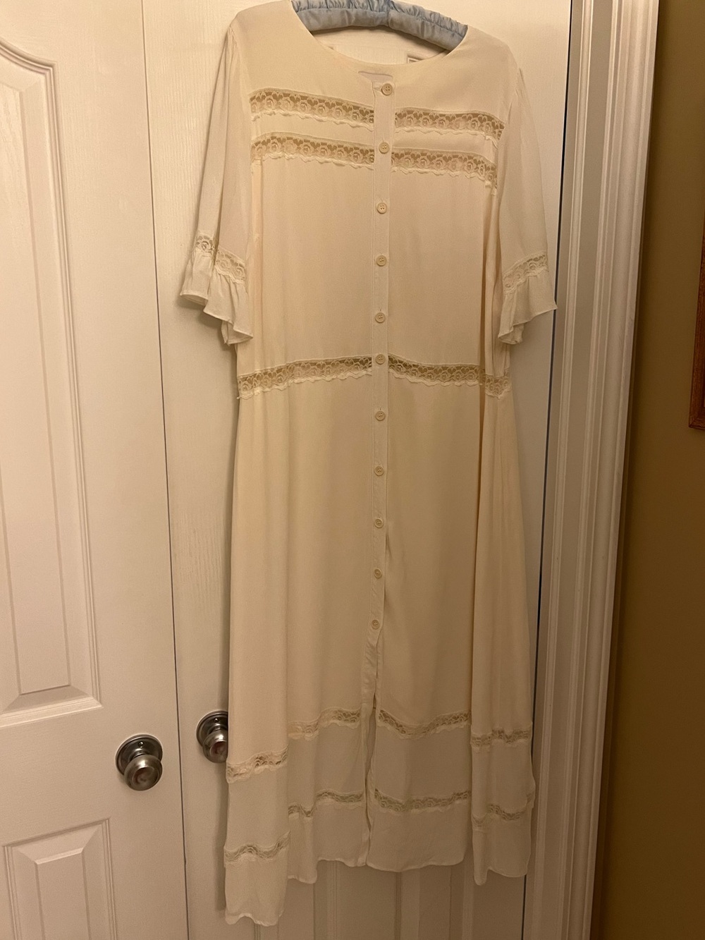 Reformation Cream Lace-Trim Button Front Dress - Picture 7 of 16